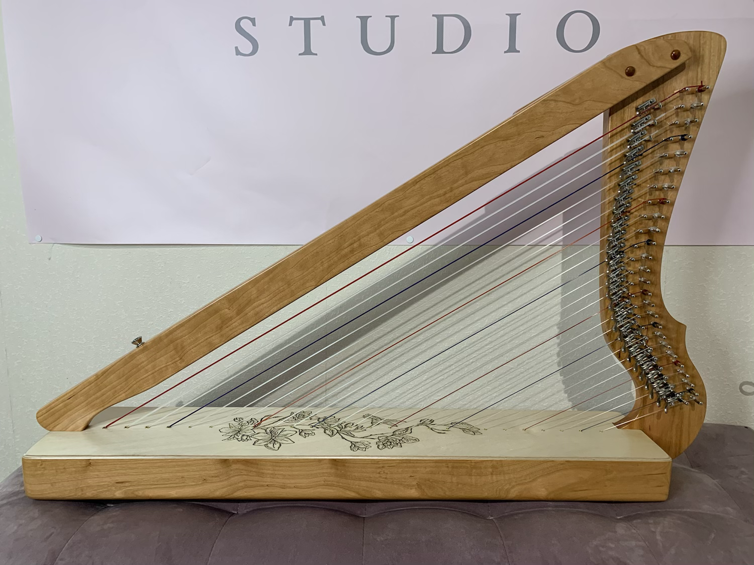Special Fullsicle-Harp Cherrywood + Hummingbird Ornamentation image 2