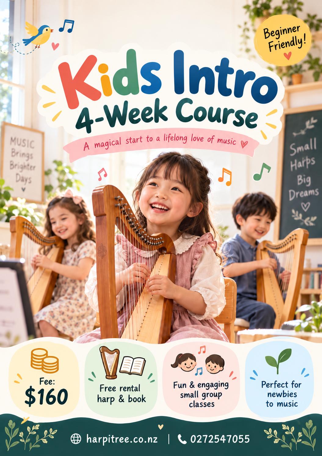[Oct 26] Kids Harp Intro 4-week Course (5-11 years old)